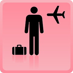 Image showing Icon of the person at the airport with luggage