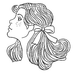 Image showing Hand-drawn fashion model. Vector illustration. Woman's face