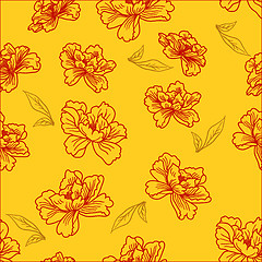 Image showing Seamless wallpaper  a seam with flower and leaves 