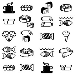 Image showing set of vector silhouettes of icons on the food theme