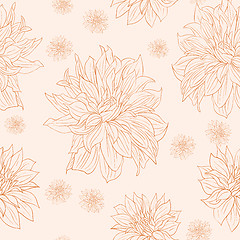 Image showing Hand drawn floral wallpaper with set of different flowers. 