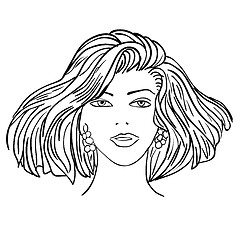 Image showing Hand-drawn fashion model. Vector illustration. Woman's face