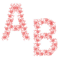 Image showing Hand drawing ornamental alphabet. Letter AB