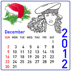 Image showing 2012 year calendar in vector. December.
