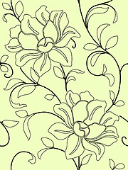 Image showing Seamless wallpaper  a seam with flower and leaves 