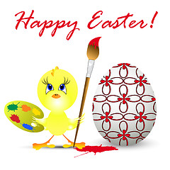 Image showing easter holiday illustration with chicken, isolated on white back