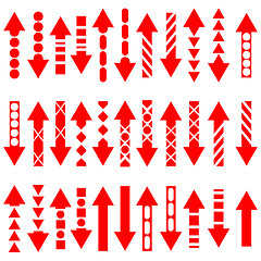 Image showing A vector set of useful red arrows. 