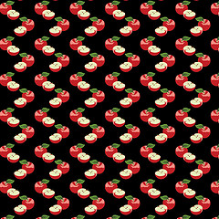 Image showing Seamless pattern with apples on the black background.(can be rep