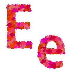 Image showing Flower alphabet of red roses, characters E-e