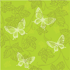 Image showing EPS 10 Seamless Wallpaper with floral ornament with leafs and bu