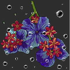 Image showing floral background with a hand drawn flavor of blooming spring Bl