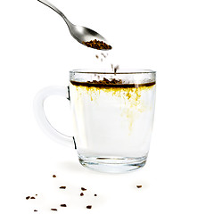 Image showing Coffee granulated with a glass mug