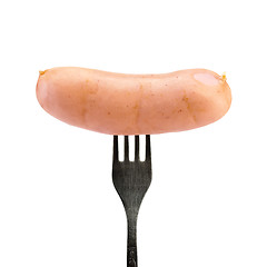 Image showing Sausage on a fork