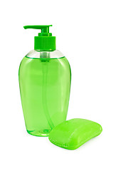 Image showing Soap green liquid and solid