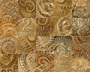 Image showing Old Soviet coins collage