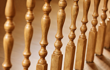 Image showing Old wooden balusters