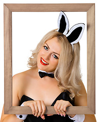 Image showing Beautiful girl - a rabbit in the frame