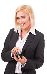 Image showing Businesswoman using touch screen smart phone