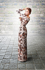 Image showing Elegancy stylish lady wearing glamorous fashion dress