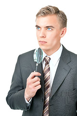 Image showing Expert ( inspector ) with a magnifying glass 