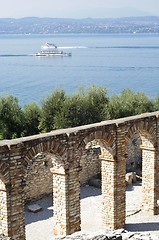 Image showing Roman ruins on Garda Lake in Sirmione, Italy