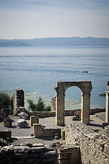 Image showing Roman ruins on Garda Lake in Sirmione, Italy