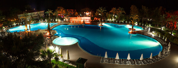 Image showing panorama of pool at night