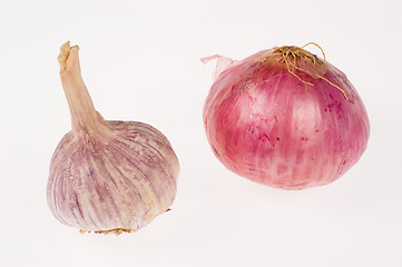 Image showing Red garlic and onion