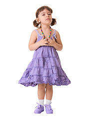 Image showing Little dissatisfied girl on a white background