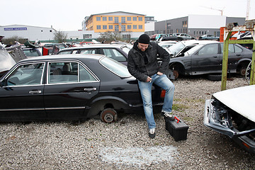 Image showing looking at the scrap yard