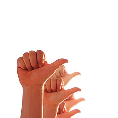 Image showing many male hands