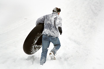 Image showing man in the mountain in the snow