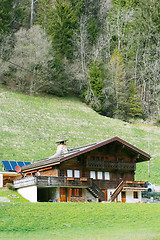 Image showing Mountain wooden house in Swiss Alps 