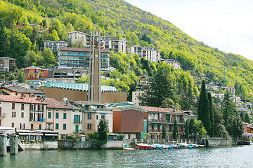 Image showing The view of Lugano and Lugano lake. 