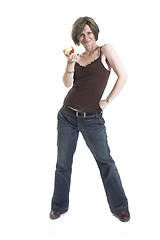 Image showing woman eating an apple