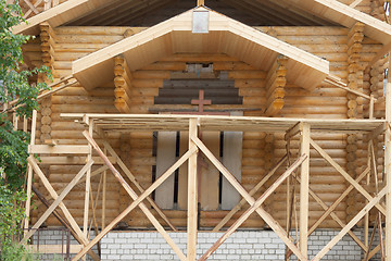 Image showing Construction of  wooden Church