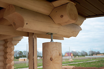 Image showing Fragment of buildings made â€‹â€‹of round logs