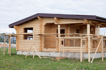 Image showing Wooden house under construction