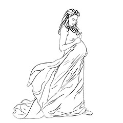 Image showing The beautiful pregnant woman in a long dress