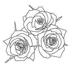 Image showing Three Roses in hand drawn style