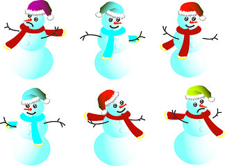 Image showing Cartoon snowman Caps for Santy - vector