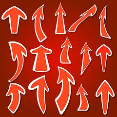 Image showing Arrows stickers different colors and shapes. Vector.