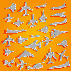 Image showing Vector airplane stickers