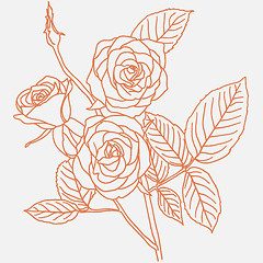 Image showing hand drawing illustration of a  bouquet of roses 