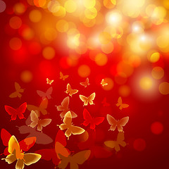 Image showing Abstract colourful background with butterflies