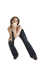 Image showing woman eating an apple