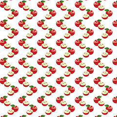 Image showing Seamless pattern with apples on the green background.