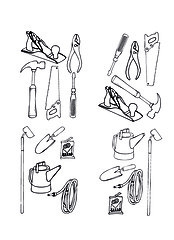 Image showing Collection vector of contours of various tools