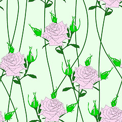 Image showing Seamless  background with flower roses.