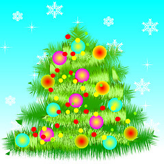 Image showing New Year's card with a fur-tree - vector